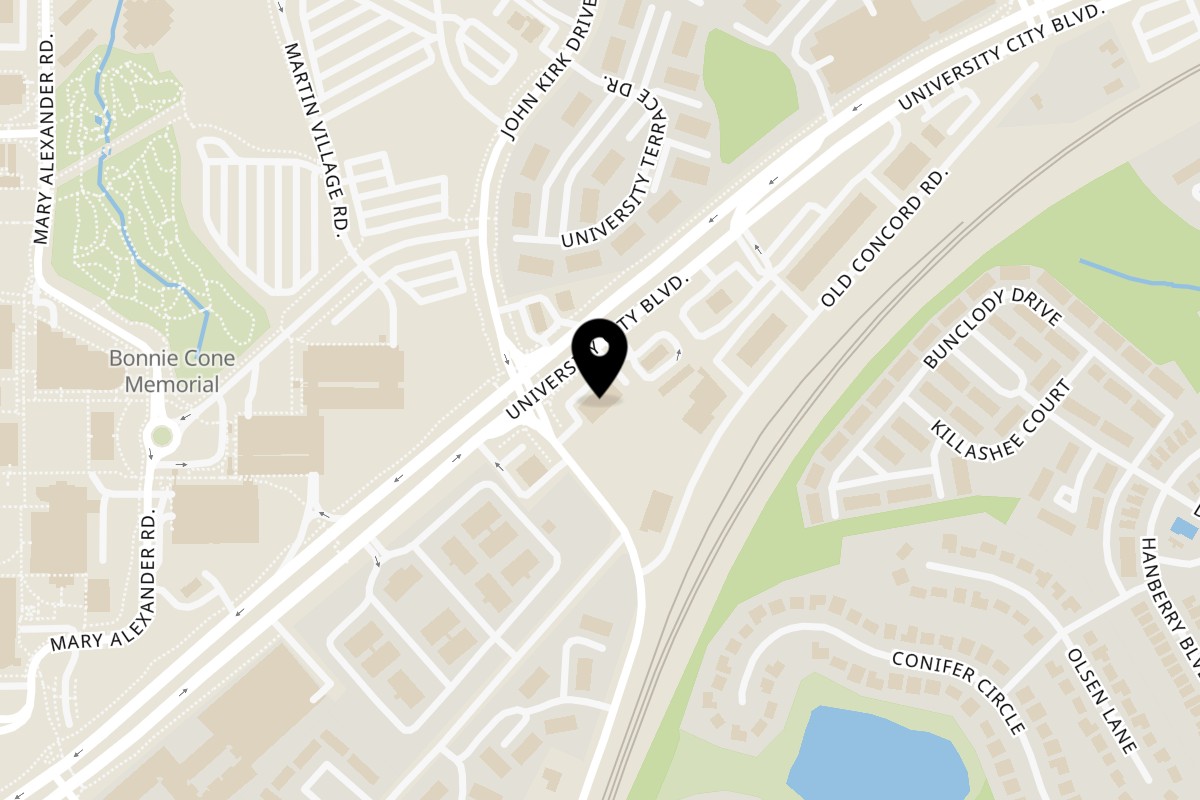 Map showing the location of Passage To India Indian Cuisine Passage To India - University on 9510 University City Blvd #101 in Charlotte